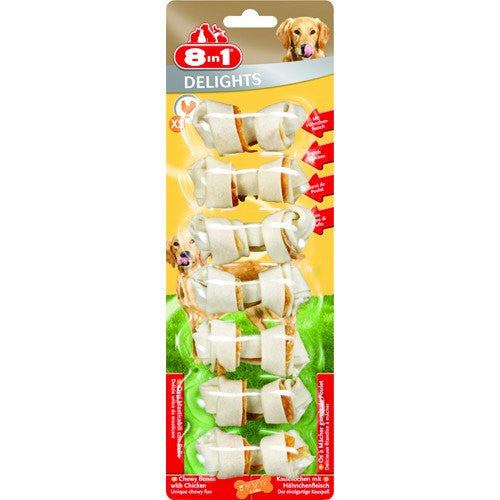 8in1 Kødben med Kylling - Naturlig Hundesnack til Tyggeglæde