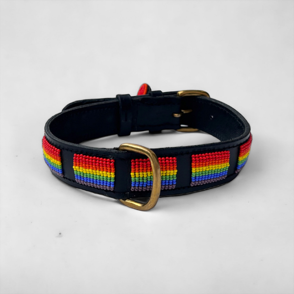Zinj Rainbow Håndlavet Hundehalsbånd med Perler - Udsalg!