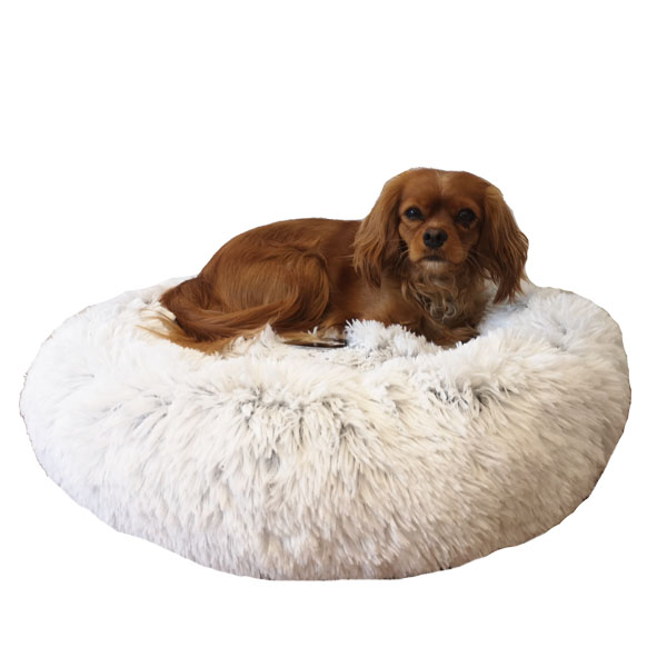 Fluffy Hundeseng i Frossen Hvid - Komfort til Din Hund