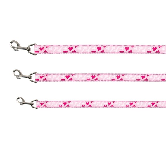Hundeline Rose Hearts med Håndtag - Restsalg!