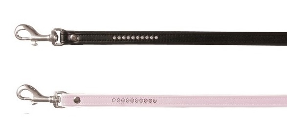 Hundeline med Håndtag og Swarovski Krystaller - Rød