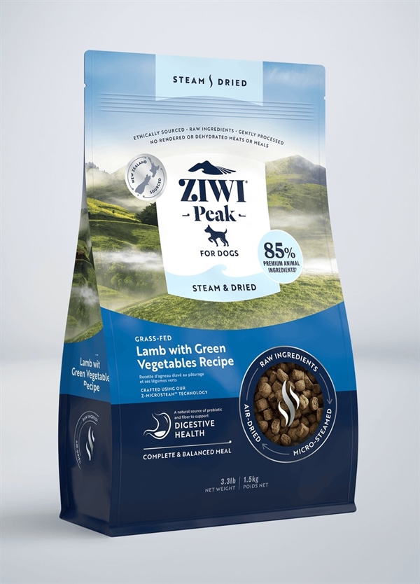 Ziwipeak Hundefoder - Dampet Tørret Lam 1,5 kg - NYHED!