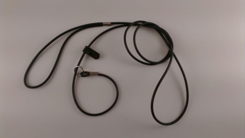 Rund Læder Udstillingsline med Ring og Stop - 4 mm